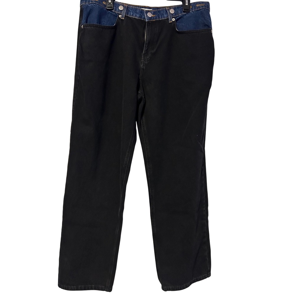 Gianni Bini Theo Denim Pants Womens 29 Black Blue Two Tone Strai Leg 70883PN0924